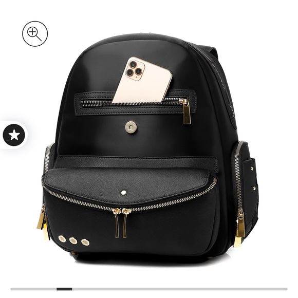 Lux & Nyx THE ZOE 15” LAPTOP BACKPACK black with gold hardware - Picture 4 of 15